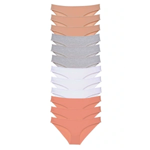 12 adet Süper Eko Set Likralı Kadın Slip Külot Ten Gri Beyaz Pudra