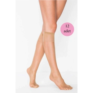 12 Adet Süper Ince 15 den Mat Pantolon Çorabı Bronz