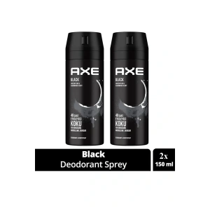 2 Adet Axe Erkek Deodorant & Bodyspray Black 48 Saat Etkileyici Koku Vücut Spreyi 150 ml