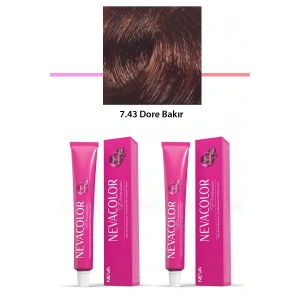 2 li Set Premium 7.43 Dore Bakır - Kalıcı Krem Saç Boyası 2 X 50 g Tüp