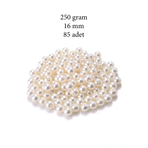 250 gram 16mm Krem Renk Plastik İnci Boncuk Çanta ve Takı Yapım Boncuğu (~85 adet)