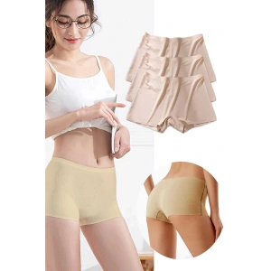 3 Adet Kadın Dikişsiz Görünmez İz Yapmaz Mini Şort Boxer Ten