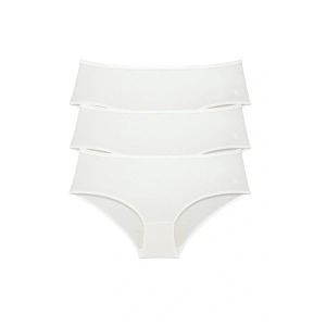 3 Adet Kadın Yüksek Bel Bato Külot Krem