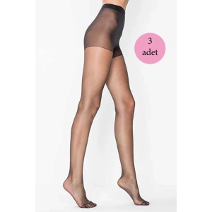 3 Adet Parlak Fit 15 Likralı Külotlu Çorap Siyah