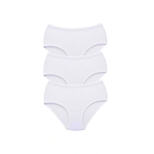 3 Adet Tutku Kadın Yüksek Bel Bato Kalın Lastik Külot Beyaz