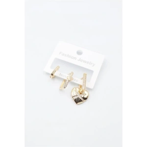 3lü Kalp Küpe - Altın