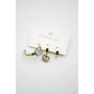 3lü Kelebek Küpe - Altın