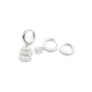 3lü Kutup Yıldızı Küpe - Gümüş