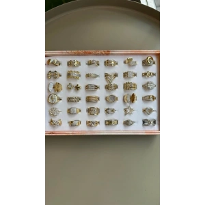 36lı İki Renkli Yüzük - Altın