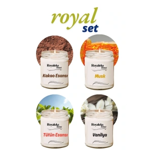 4 Adet Doğal Özel Seri Kokulu Dekoratif Kavanoz Mum 4X210 cc - Royal Set - RYL