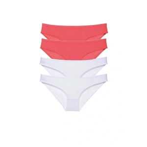 4 adet Eko Set Likralı Kadın Slip Külot Fuşya Beyaz