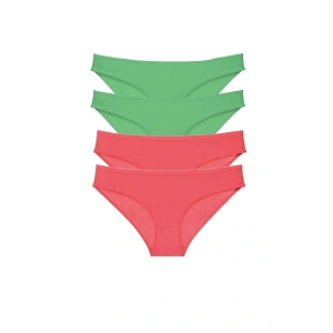 4 adet Eko Set Likralı Kadın Slip Külot Yeşil Fuşya