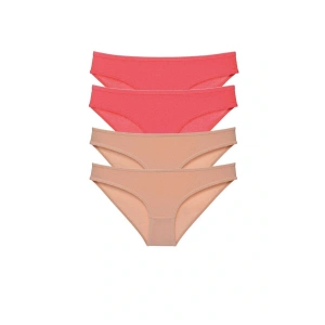 4 adet Süper Eko Set Likralı Kadın Slip Külot Fuşya Ten