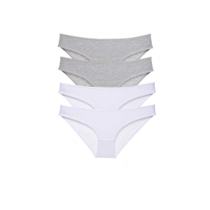 4 adet Süper Eko Set Likralı Kadın Slip Külot Gri Beyaz