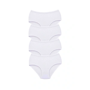 4 Adet Tutku Kadın Yüksek Bel Bato Kalın Lastik Külot Beyaz