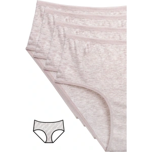 4lü Yeni Seri Renkli Yüksek Bel Fitilli Ribana Bato Külot Kahve