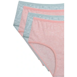 4lü Yeni Seri Renkli Yüksek Bel Fitilli Ribana Bato Külot Şeftali Yeşil