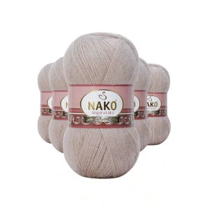 5 Adet Angora Lüks El Örgü İpi Pembeli Gri 3079