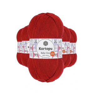 5 Adet Baby One Tüylenmeyen El Örgü İpi Yünü Koyu Kırmızı K129