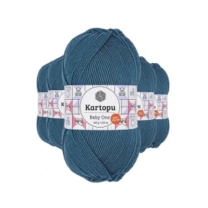 5 Adet Baby One Tüylenmeyen El Örgü İpi Yünü Petrol K1467