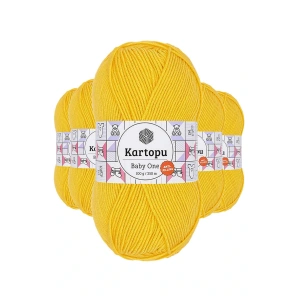 5 Adet Baby One Tüylenmeyen El Örgü İpi Yünü Sarı K154
