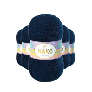 5 Adet Elite Baby El Örgü İpi Tüylenmeyen Bebek Yünü Lacivert 10094