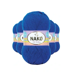 5 Adet Elite Baby El Örgü İpi Tüylenmeyen Bebek Yünü Saks Mavi 10346