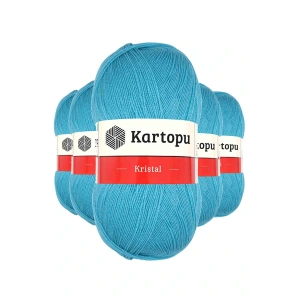 5 Adet Kristal Çift Katlı El Örgü Lif İpi Turkuaz K515