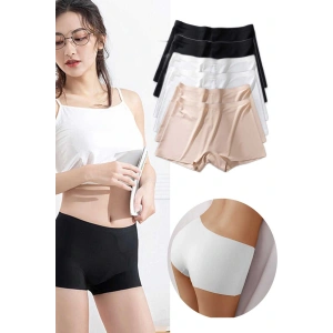 6 Adet Kadın Dikişsiz Görünmez İz Yapmaz Mini Şort Boxer Siyah Beyaz Ten