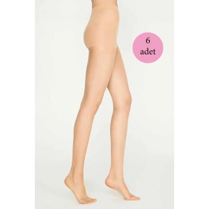 6 Adet Parlak Fit 15 Likralı Külotlu Çorap Açık Ten