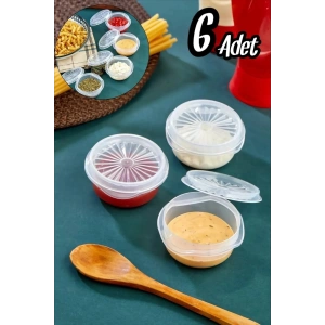 6 Lı Yelpaze Kapaklı Şeffaf Mini Sosluk- Ketçap Mayonez Kabı- Kahve Yanı Şeker Lokumluk