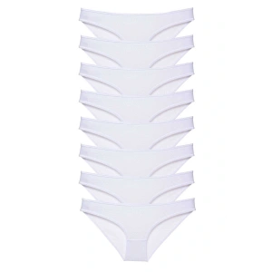 8 adet Süper Eko Set Likralı Kadın Slip Külot Beyaz
