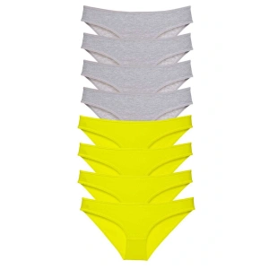 8 adet Süper Eko Set Likralı Kadın Slip Külot Sarı Gri