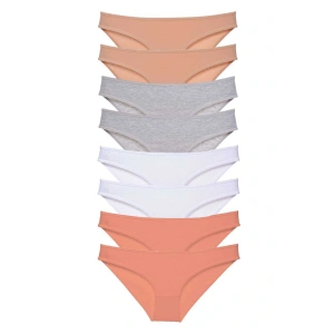 8 adet Süper Eko Set Likralı Kadın Slip Külot Ten Gri Beyaz Pudra