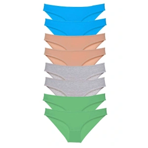 8 adet Süper Eko Set Likralı Kadın Slip Külot Ten Gri Yeşil Mavi