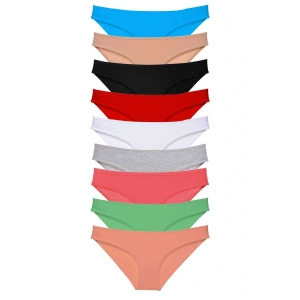 9 adet Süper Eko Set Likralı Kadın Slip Külot Tüm Renkler