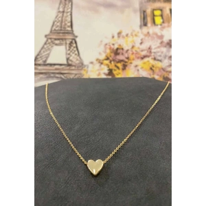 Altın Kaplama Minimal Kalp Tasarım İnce Zincirli Kolye 40 cm