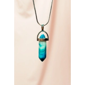 Anyolit 1 Doğal Taşı Zincirli El Yapımı Tasarımlı Kolye Uç: 3,5 cm Zincir: 20 cm Kutulu