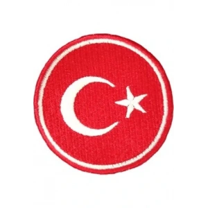 Aplike Ütü İle Yapışan Türk Bayrağı Yuvarlak Küçük Arma 3 cm