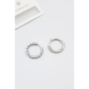 Baget Taşlı Küpe - Beyaz