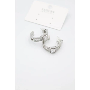 Baget Taşlı Küpe - Gümüş