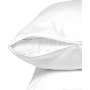 Beyaz fermuarlı yastık mitili, yastık kılıfı