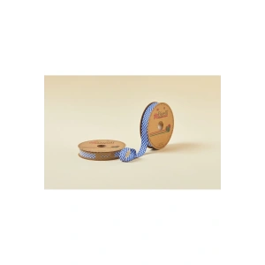 Biye Ekoseli Katlı E08 Lacivert 2 cm 25 Metre %65 Koton %35 Polyester