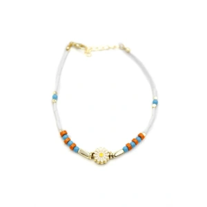 Boncuklu Papatya Halhal - Altın