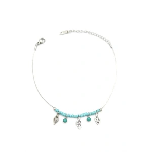 Boncuklu Yonca Halhal - Gümüş