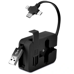 BUFFER® Cep Tipi Telefon Tutuculu Makaralı Uzayıp Kısalabilen 3ü 1 Arada USB Şarj Kablosu