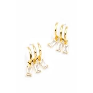 Büyük Baget Taşlı Küpe - Altın