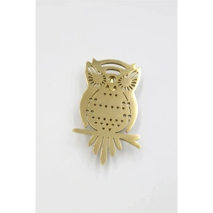 Çelik Baykuş Broş - Altın