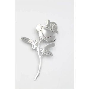 Çelik Gül Broş - Gümüş