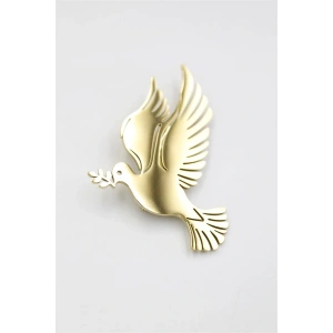 Çelik Güvercin Broş - Altın